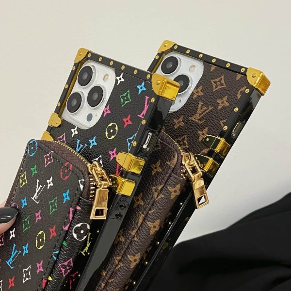 Louis Vuitton Leather Card Holder Case for iPhone 14 13 12 11 15 Pro Max XR  Xs 7 8 Plus - Louis Vuitton Case