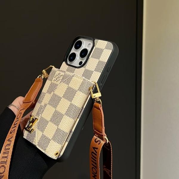 Crossbody LV Wallet Card Holder Mirror Case for iPhone 11 - 17 Pro, Max
