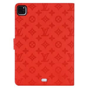 Louis Vuitton iPad Leather Case Kickstand Cover - Imprint Red
