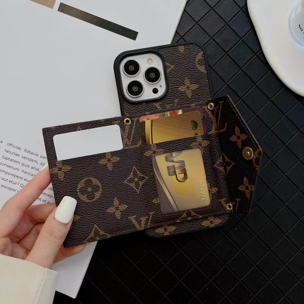 Louis Vuitton Back Wallet Case for iPhone 16 15 14 11 12 13 Pro Max
