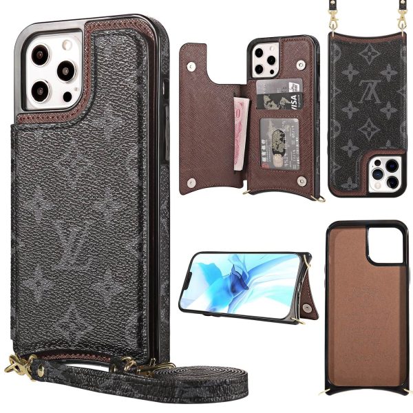 Crossbody] Louis Vuitton Damier Ebene Monogram Back Wallet Case iPhone 13 Pro  Max Xs Max XR 7 8 Plus 15 - Louis Vuitton Case