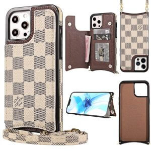 [CROSSBODY] Louis Vuitton Back Wallet Case for iPhone 15 14 11 12 13 Pro Max 7 8 Plus Xs 13 Mini